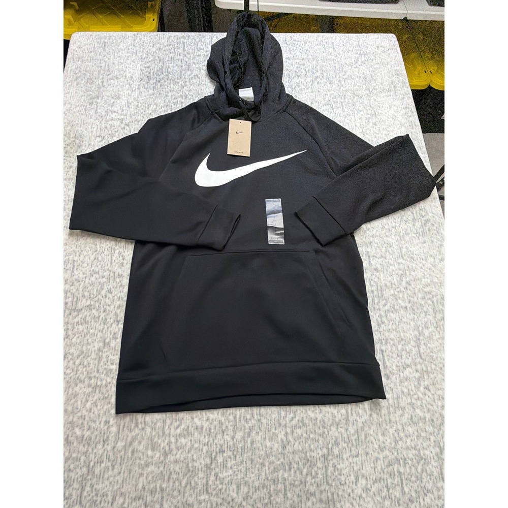 Nike Dri Fit Mens Black Training Hoodie Sweatshirt Size Small S logo NWT
